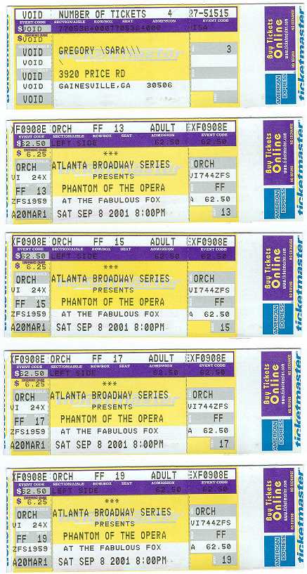 Phantom of the Opera tickets!